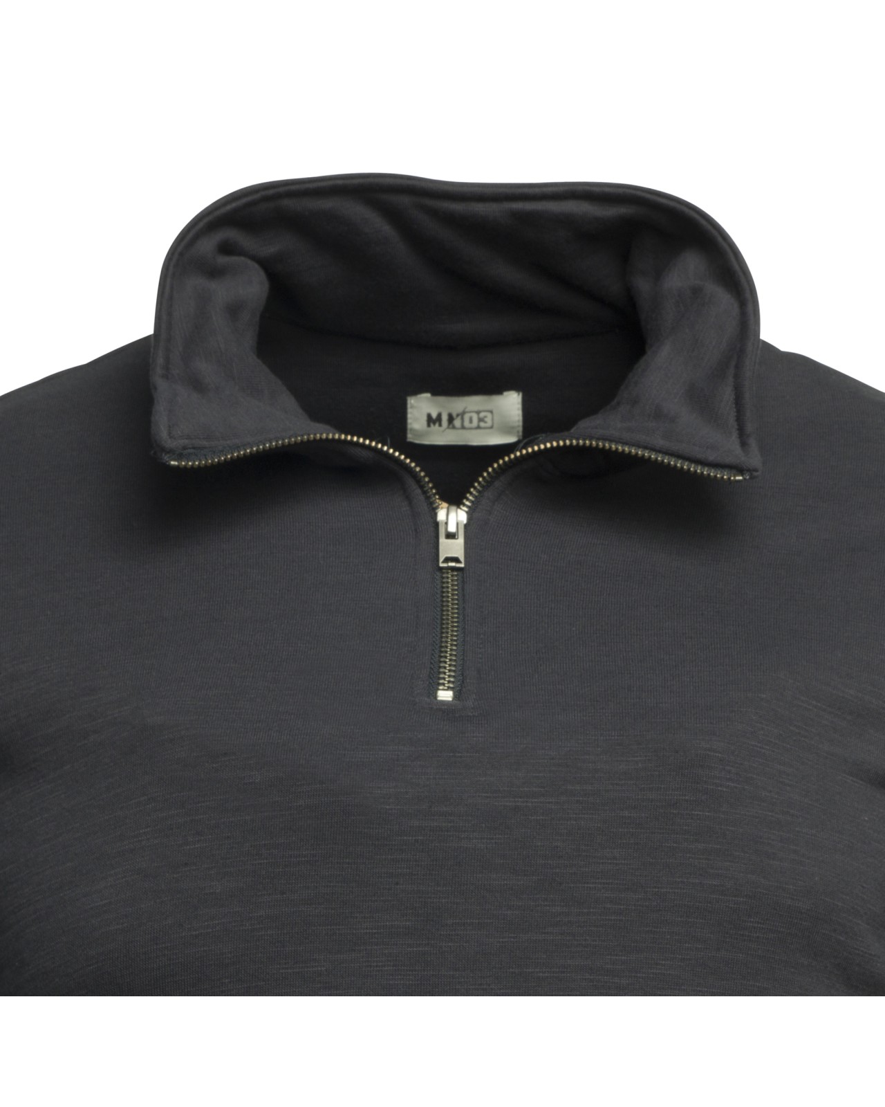 col Sweat demi zippé grande taille bleu marine