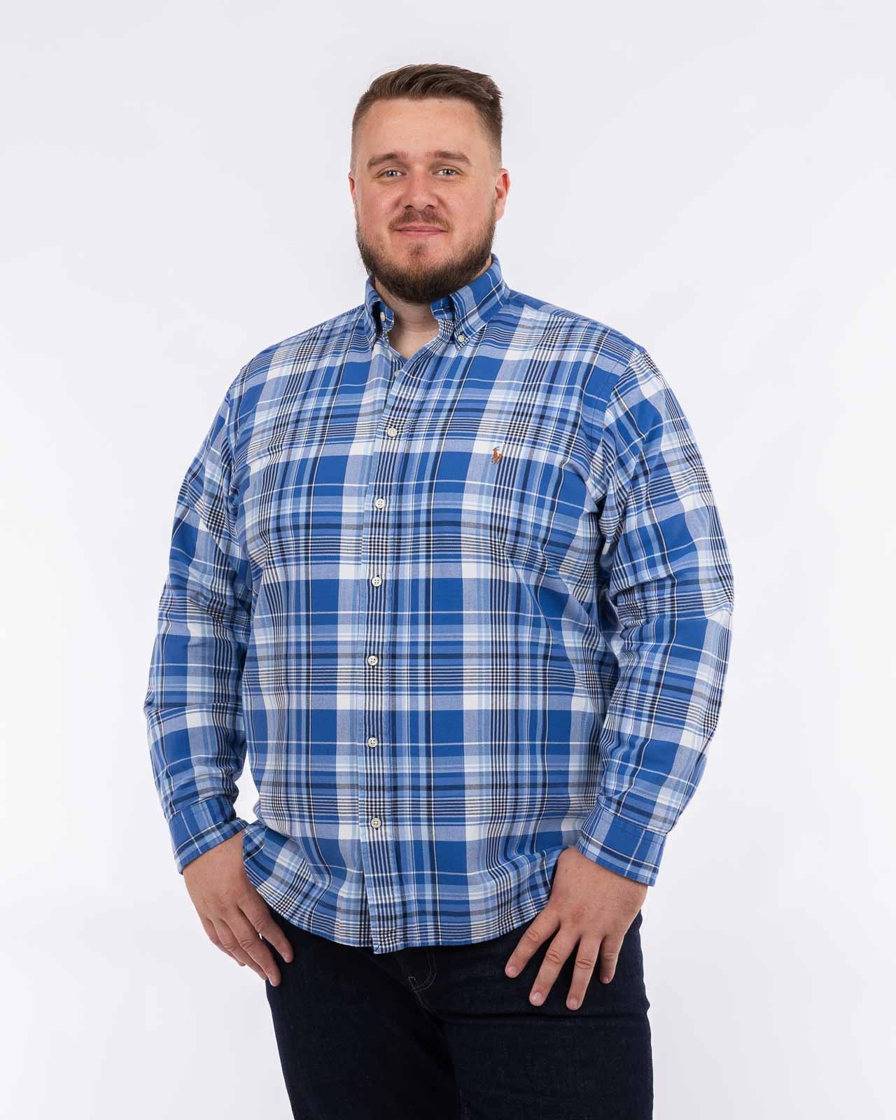 Chemise oxford à carreaux grande taille bleu