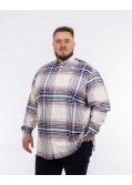 Chemise oxford à carreaux grande taille écru