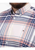 Chemise oxford à carreaux grande taille écru