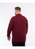 Polo manches longues piqué chiné grande taille bordeaux