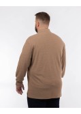 Polo manches longues piqué chiné grande taille beige