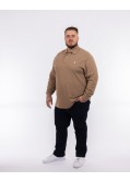 Polo manches longues piqué chiné grande taille beige