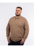 Polo manches longues piqué chiné grande taille beige