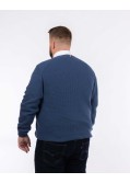 Pull nid d'abeille grande taille bleu