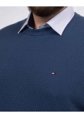 Pull nid d'abeille grande taille bleu