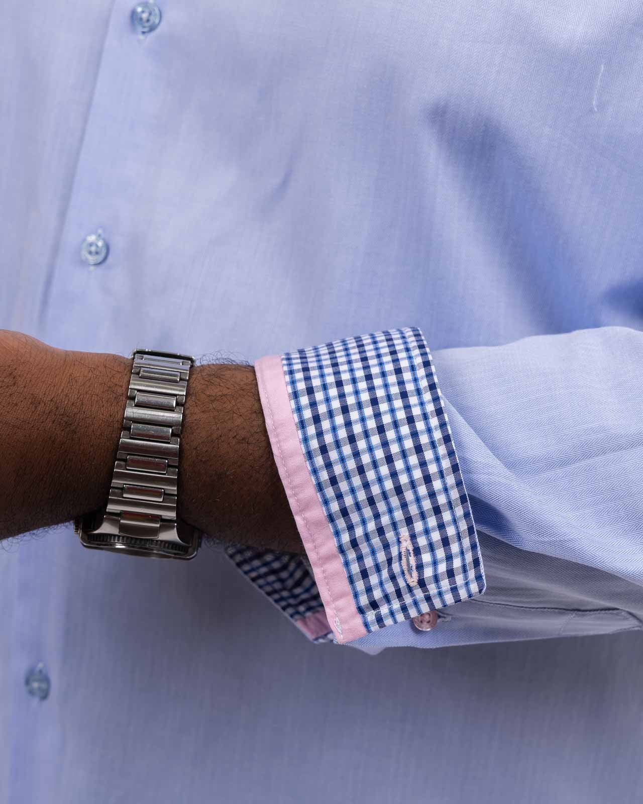 Chemise chevron grande taille bleu