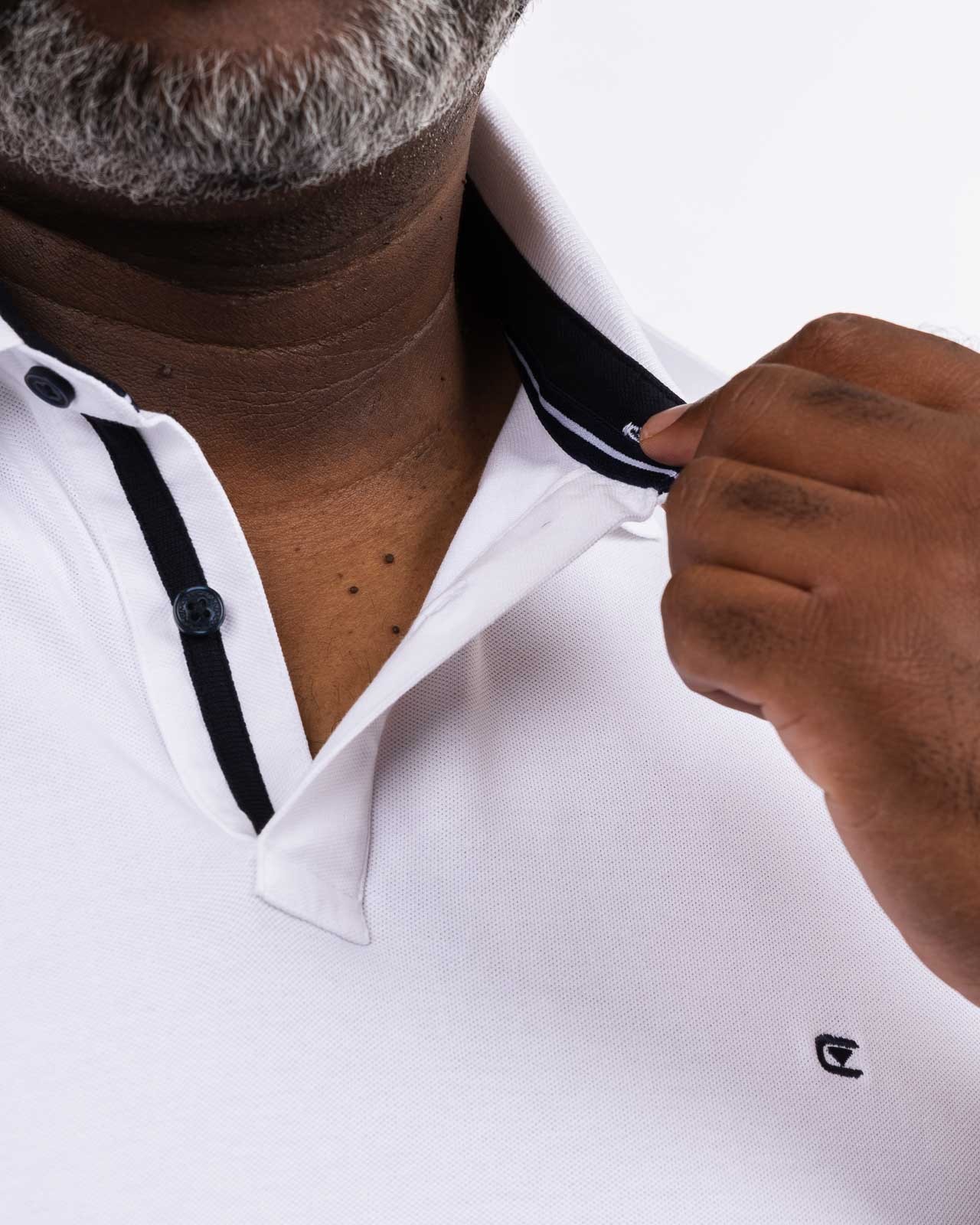 Polo piqué stretch grande taille blanc