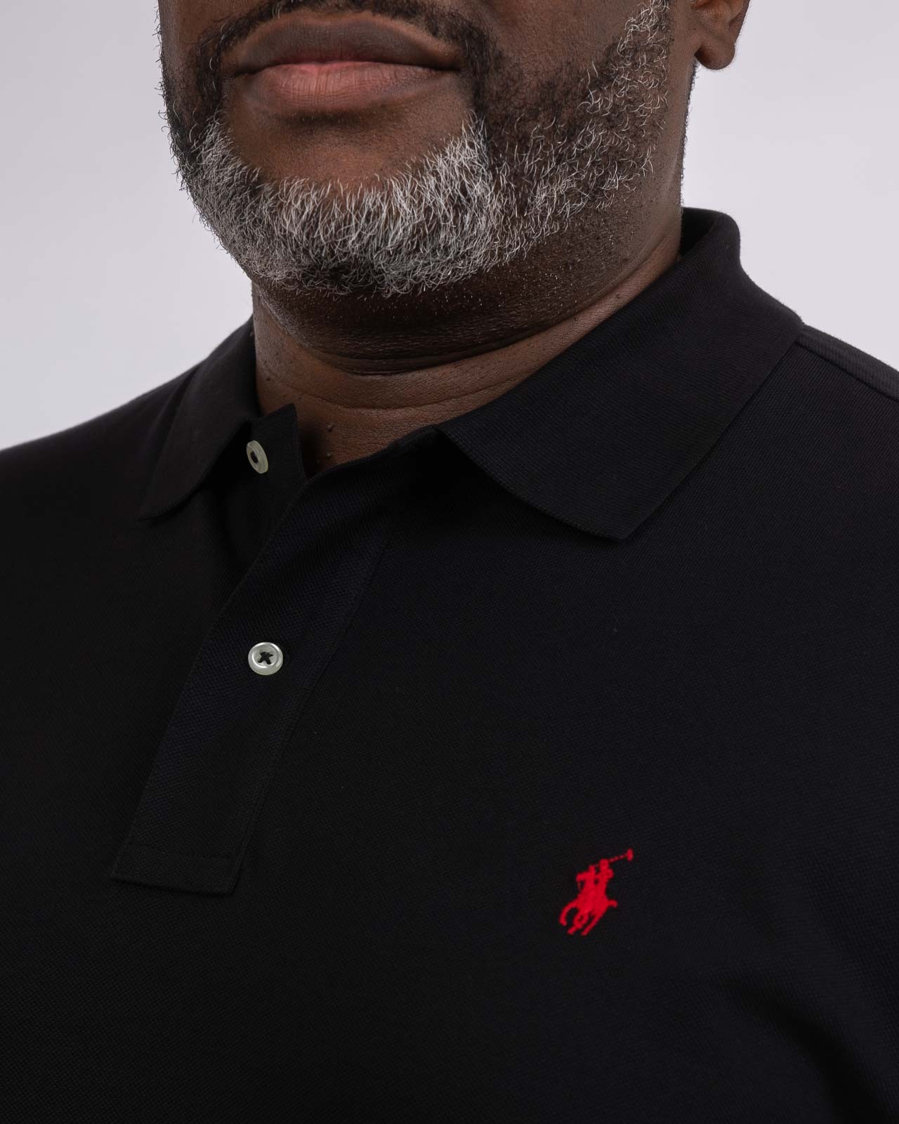 Polo manches longues piqué grande taille noir