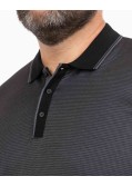 Polo manches longues jacquard mercerisé grande taille anthracite
