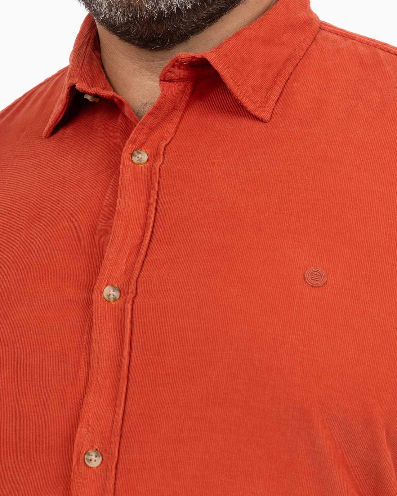 Chemise en velours grande taille orange