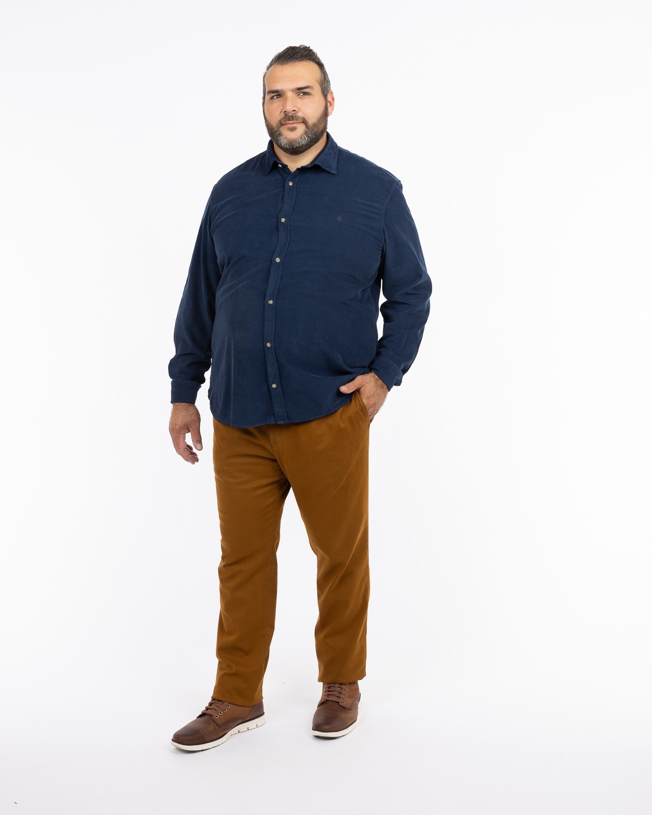 Chemise en velours grande taille bleu marine
