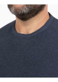 Pull col rond mouliné grande taille bleu marine