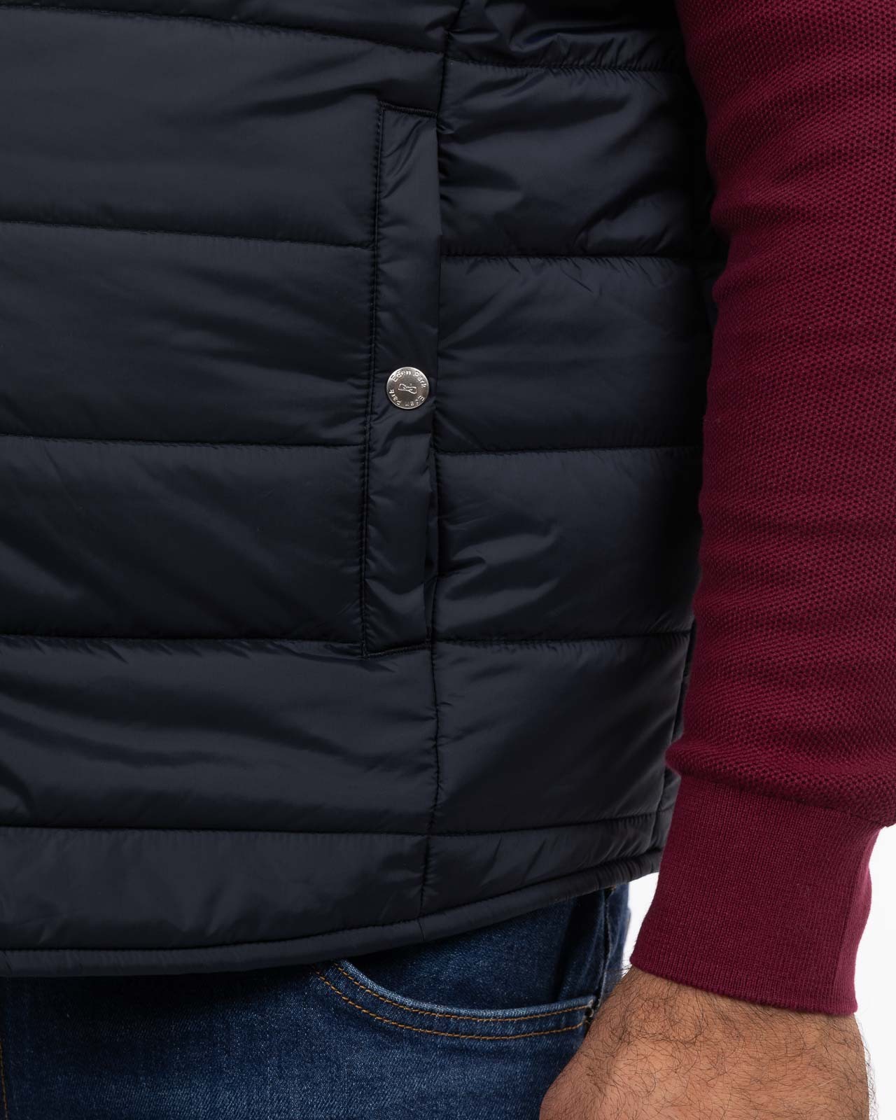 Doudoune sans manches grande taille bimatière bleu marine