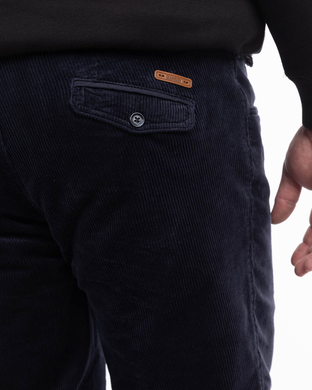 Pantalon chino grande taille en velours bleu marine
