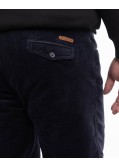 Pantalon chino grande taille en velours bleu marine