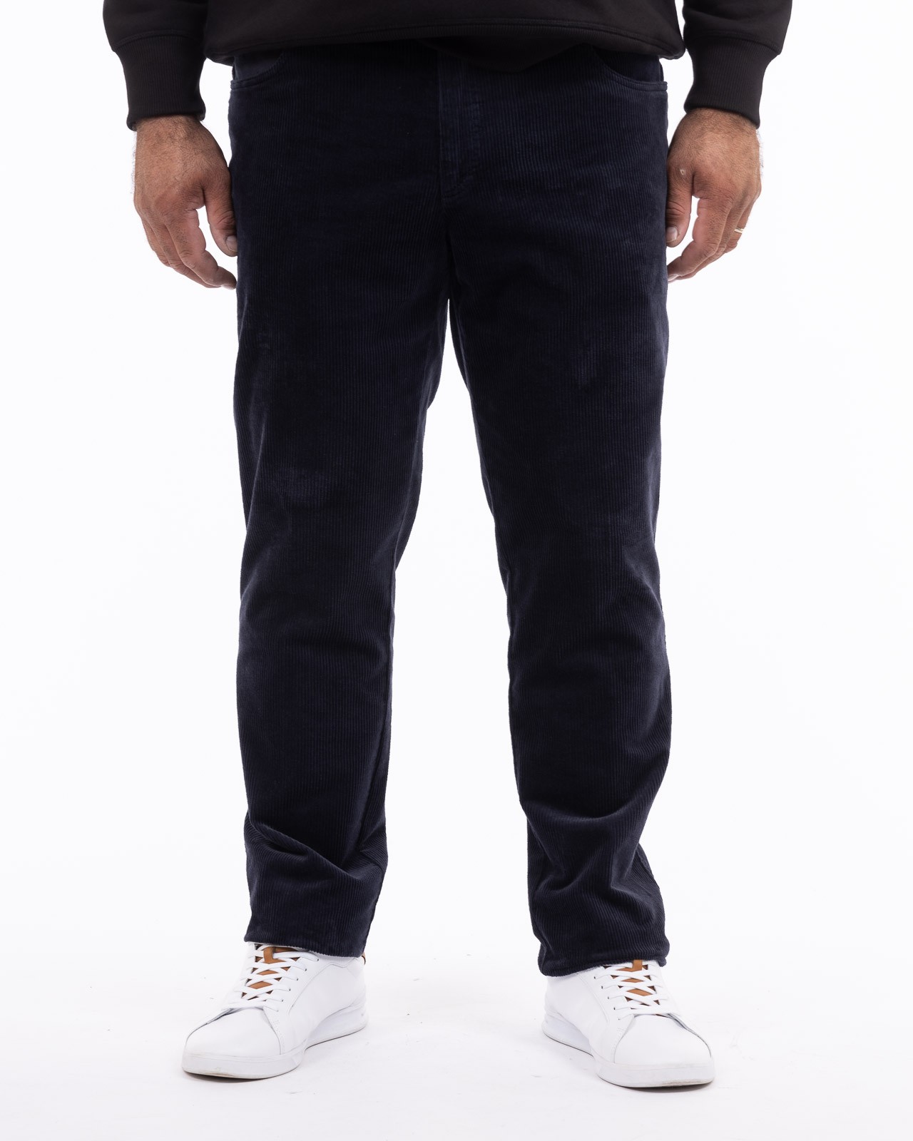 Pantalon chino grande taille en velours bleu marine