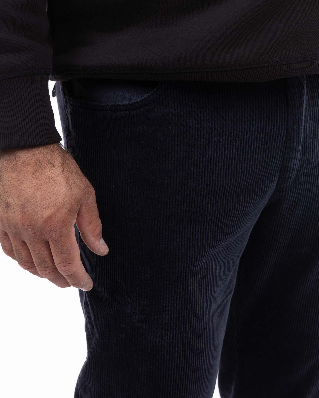 Pantalon chino grande taille en velours bleu marine