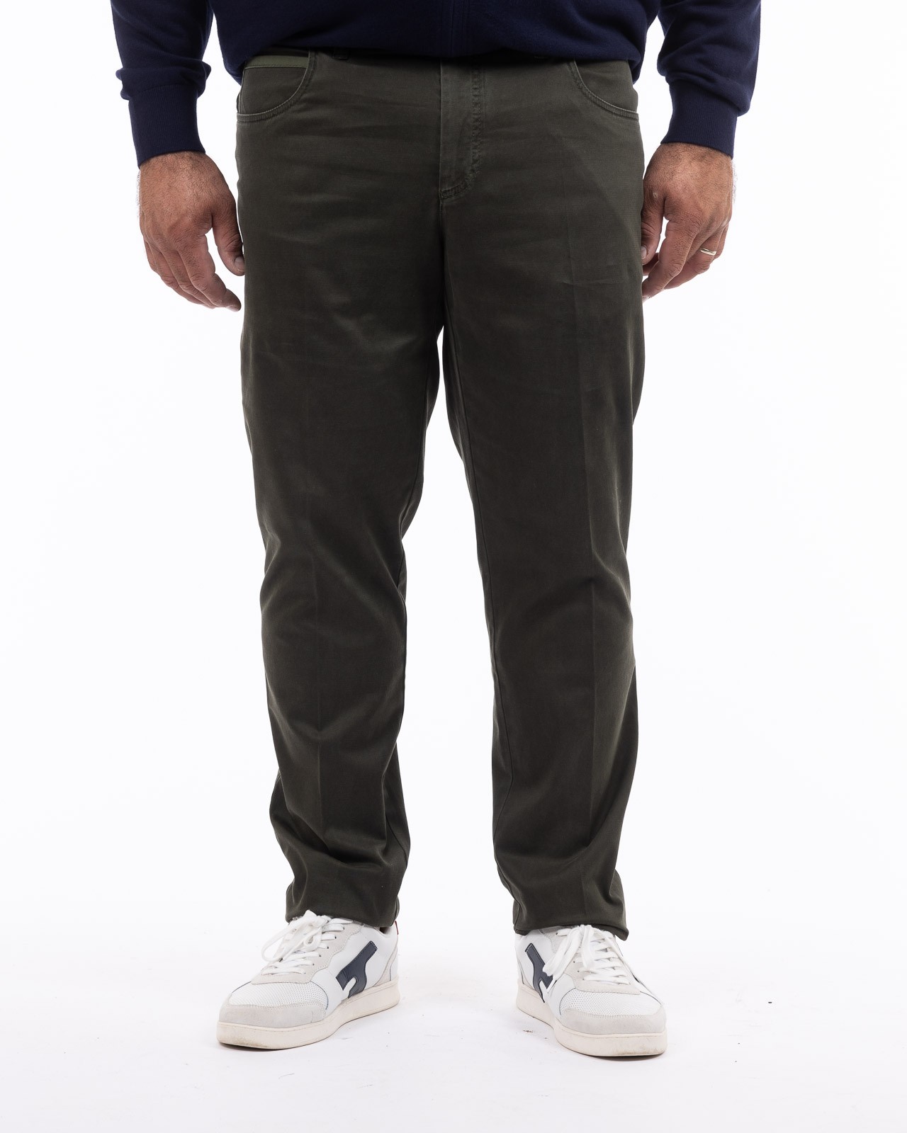 Pantalon chino grande taille vert kaki
