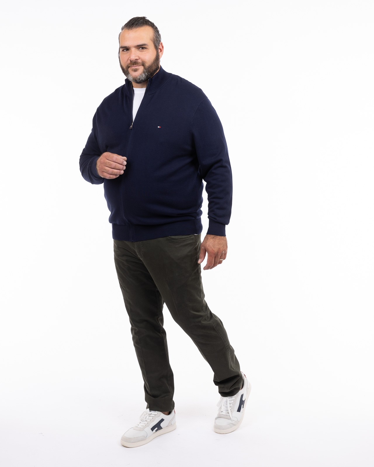 Pantalon chino grande taille vert kaki