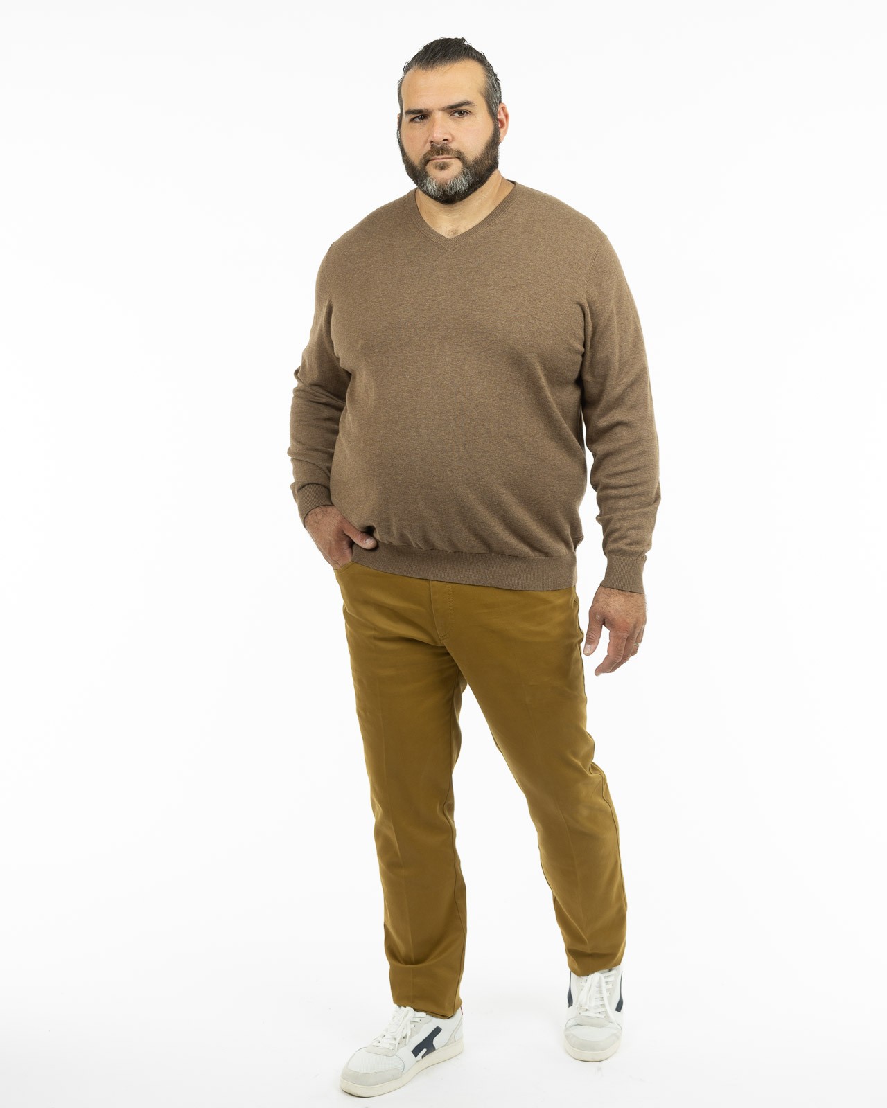 Pantalon chino grande taille jaune