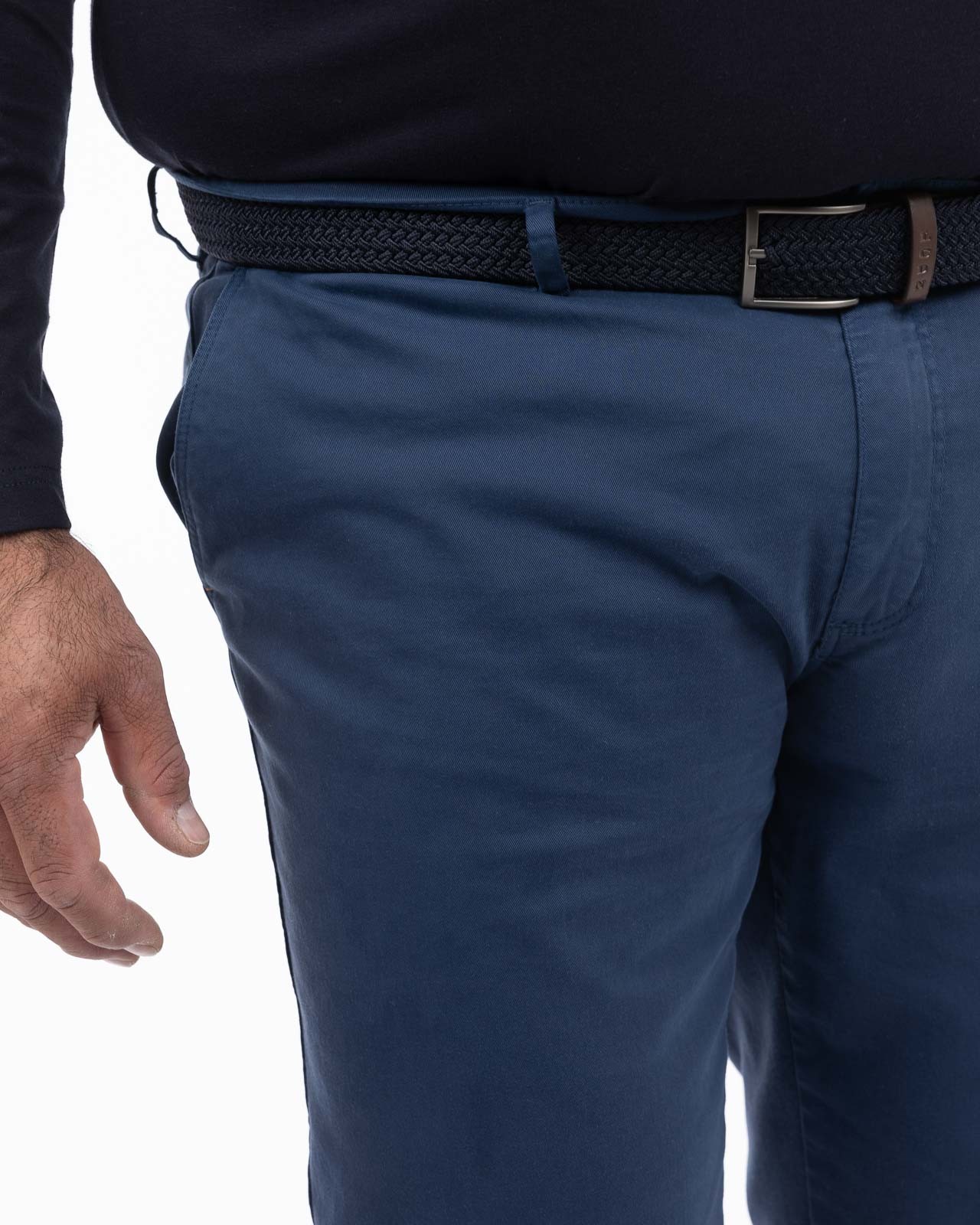 Pantalon chino twill grande taille avec ceinture bleu