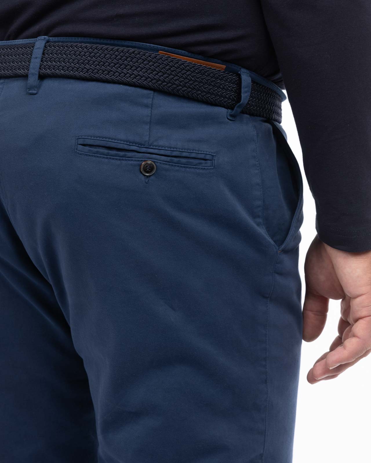 Pantalon chino twill grande taille avec ceinture bleu