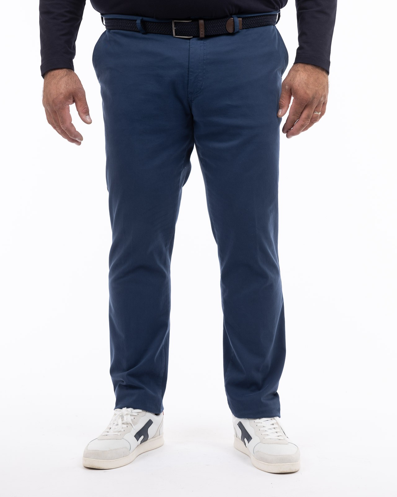 Pantalon chino twill grande taille avec ceinture bleu