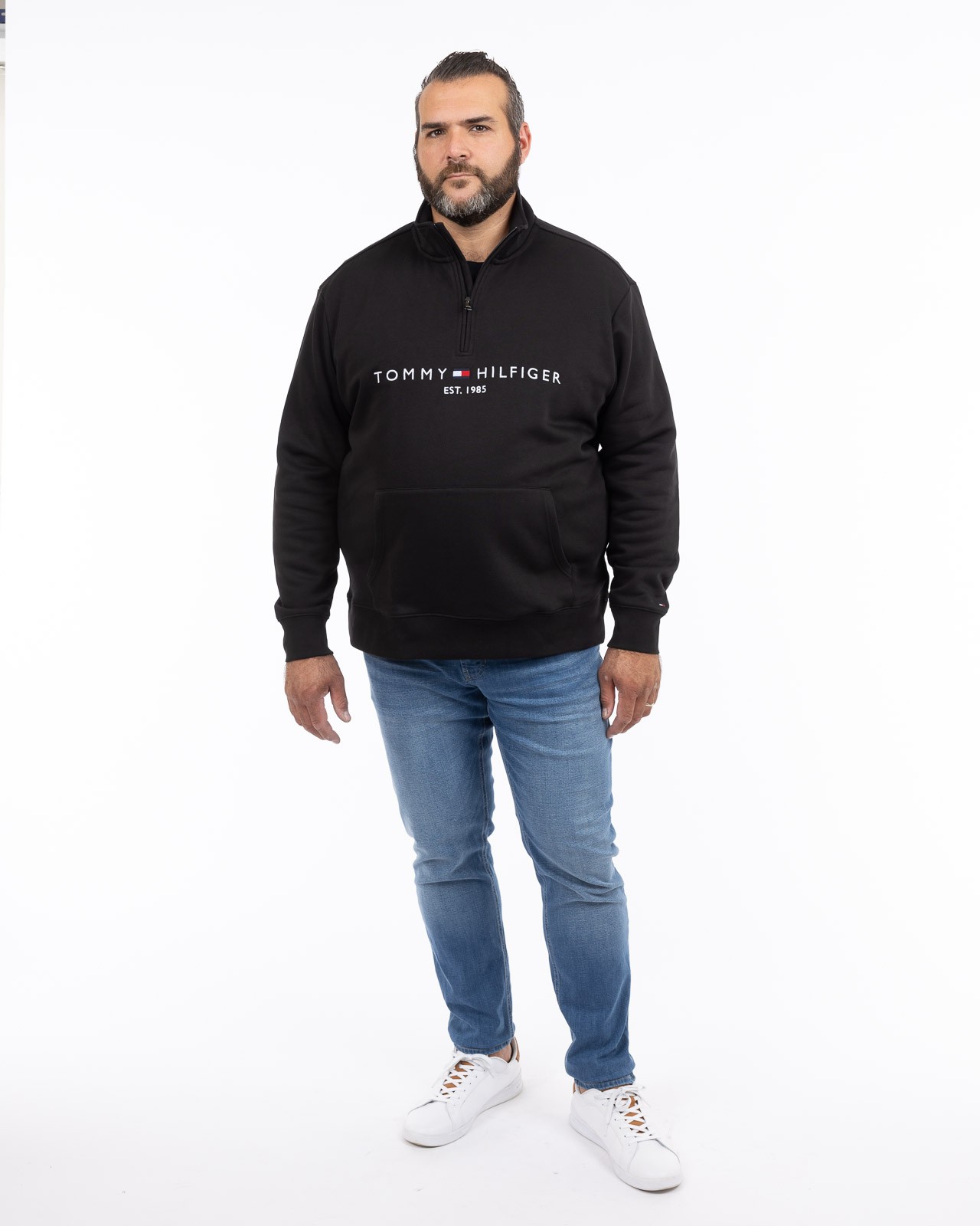 Sweat col camionneur grande taille noir