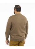 Pull col V en pima coton grande taille marron