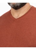 Pull col V en pima coton grande taille orange
