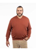 Pull col V en pima coton grande taille orange