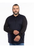 Polo manches longues jacquard mercerisé grande taille bleu marine