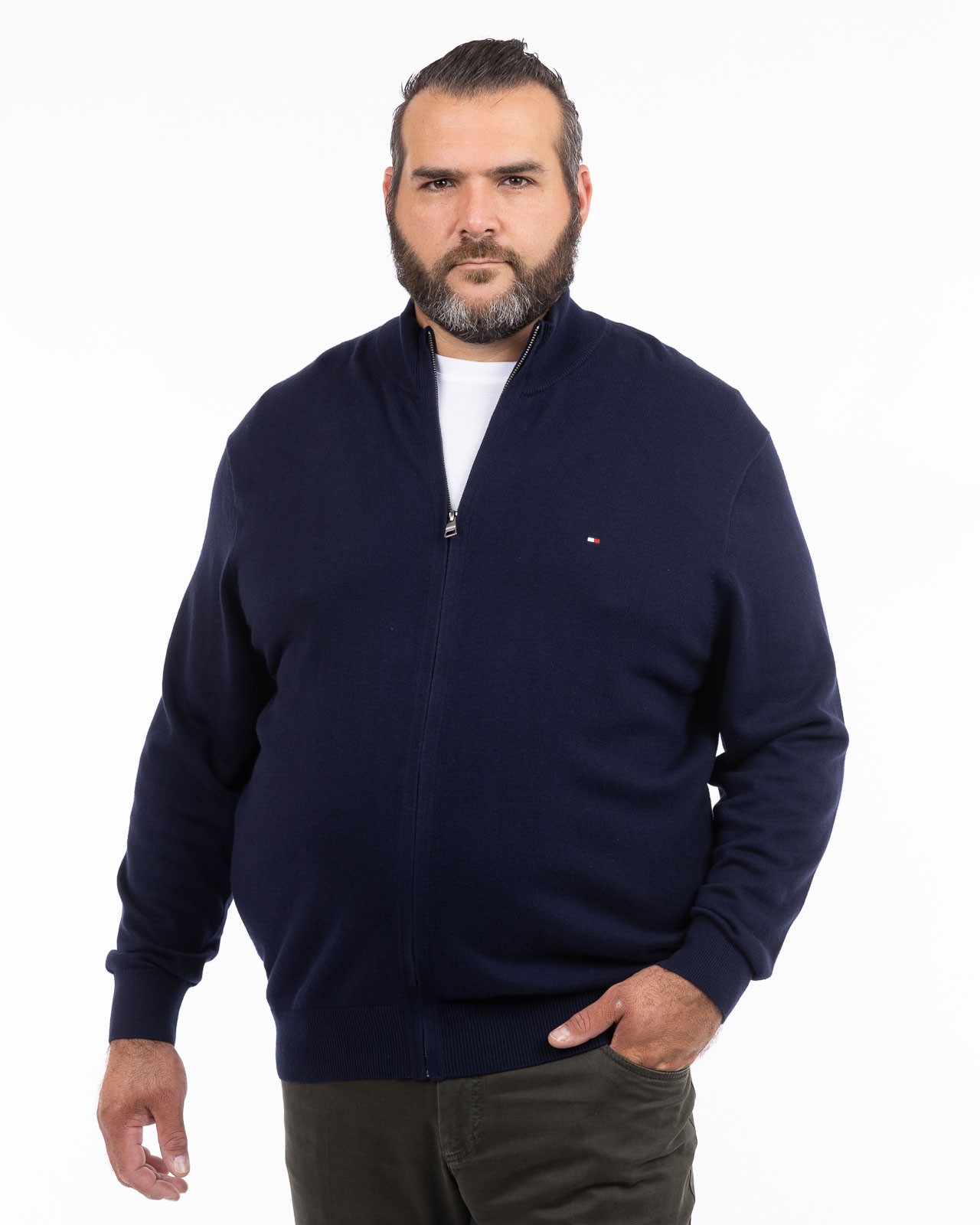 Gilet pima coton et cachemire grande taille bleu marine