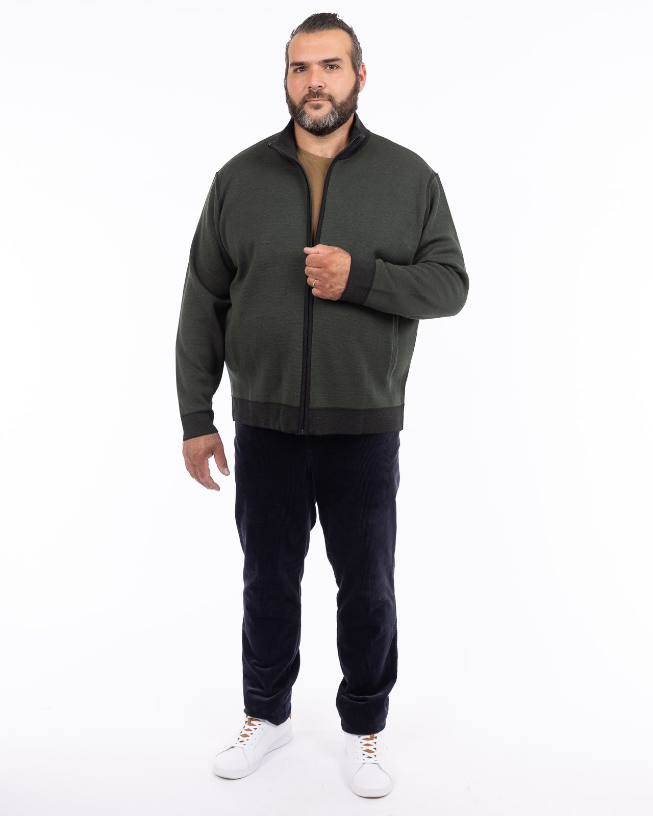 Gilet zippé grande taille vert foncé