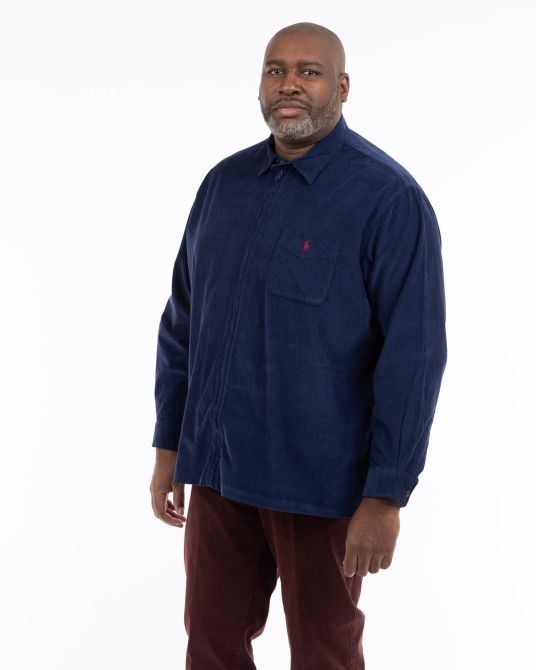 Chemise en velours zippée grande taille bleu marine