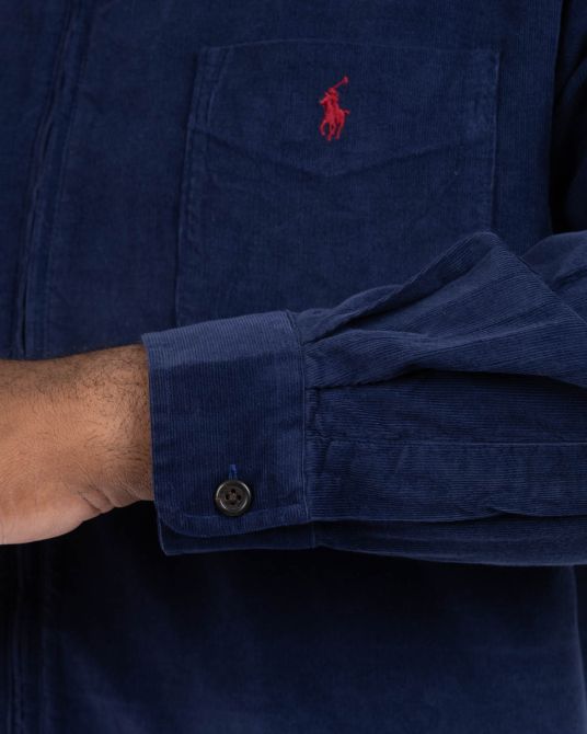 Chemise en velours zippée grande taille bleu marine