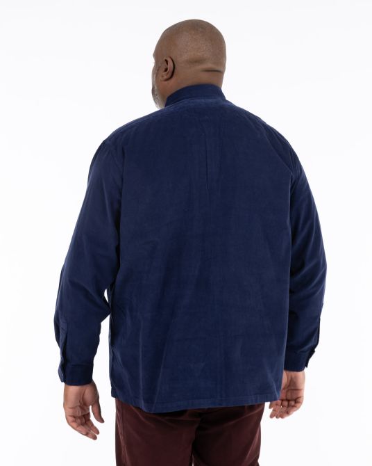 Chemise en velours zippée grande taille bleu marine