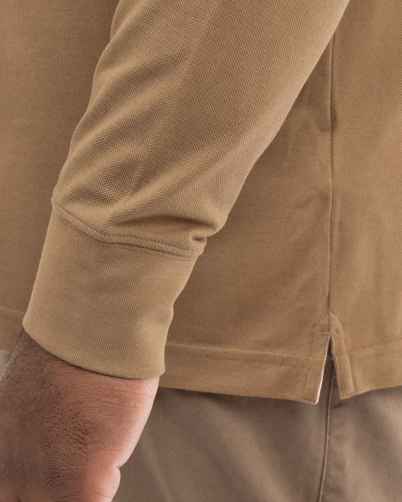 Polo piqué avec col contrasté grande taille marron