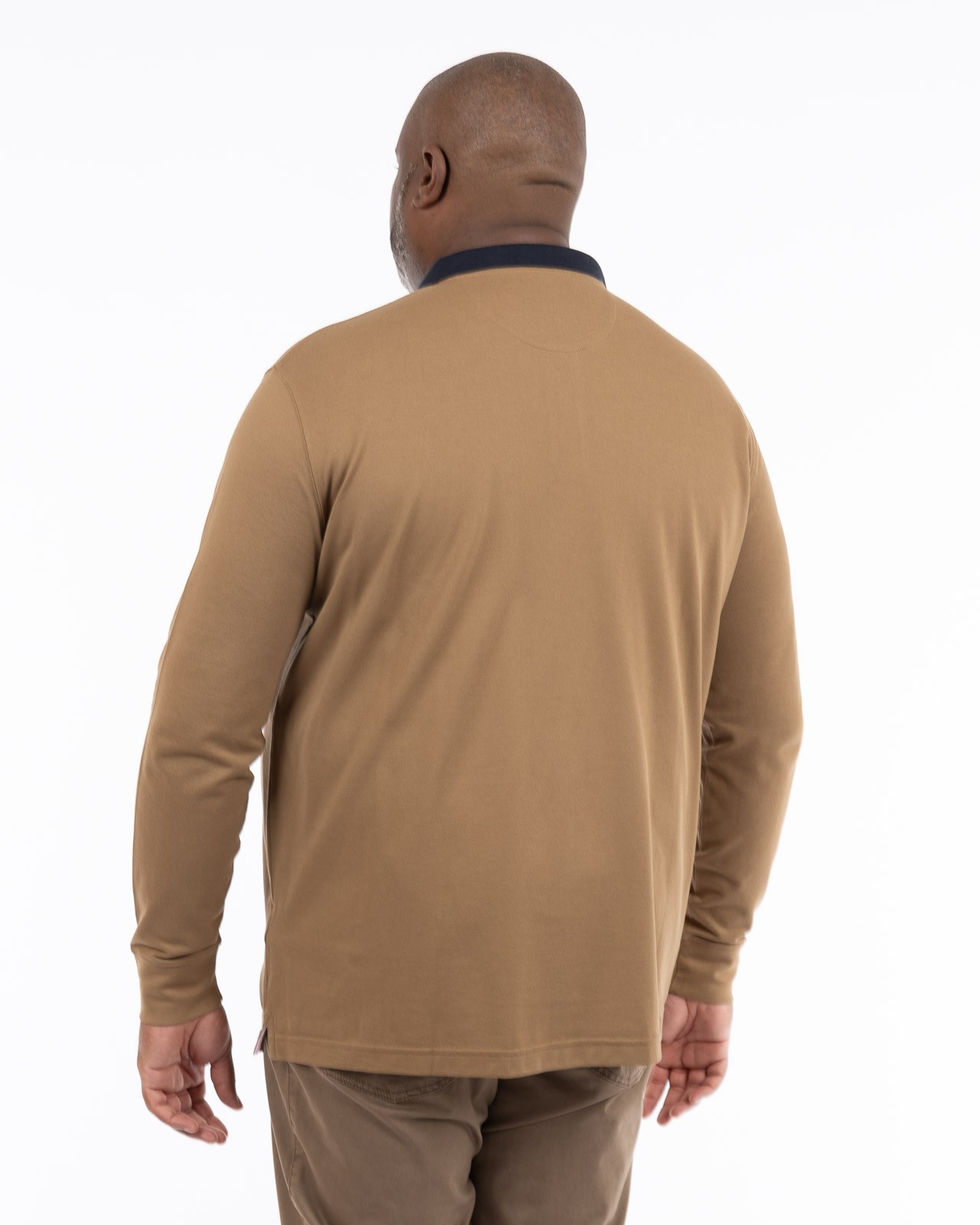 Polo piqué avec col contrasté grande taille marron