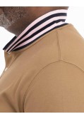 Polo piqué avec col contrasté grande taille marron