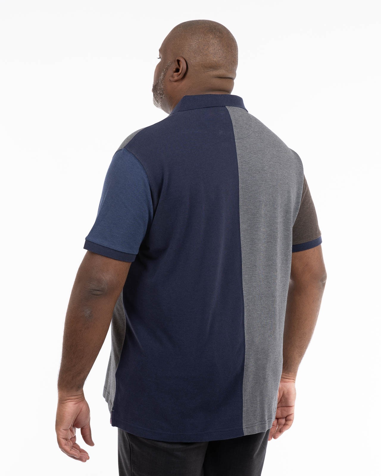 Polo piqué bicolore grande taille gris