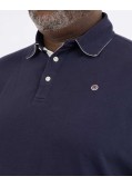 Polo manches longues bicolore grande taille bleu marine