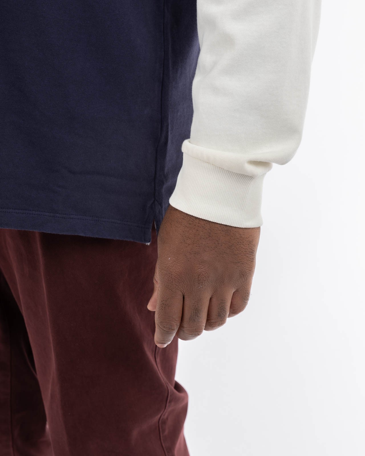 Polo manches longues bicolore grande taille bleu marine