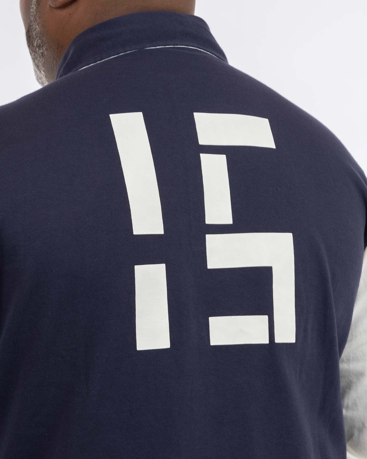Polo manches longues bicolore grande taille bleu marine