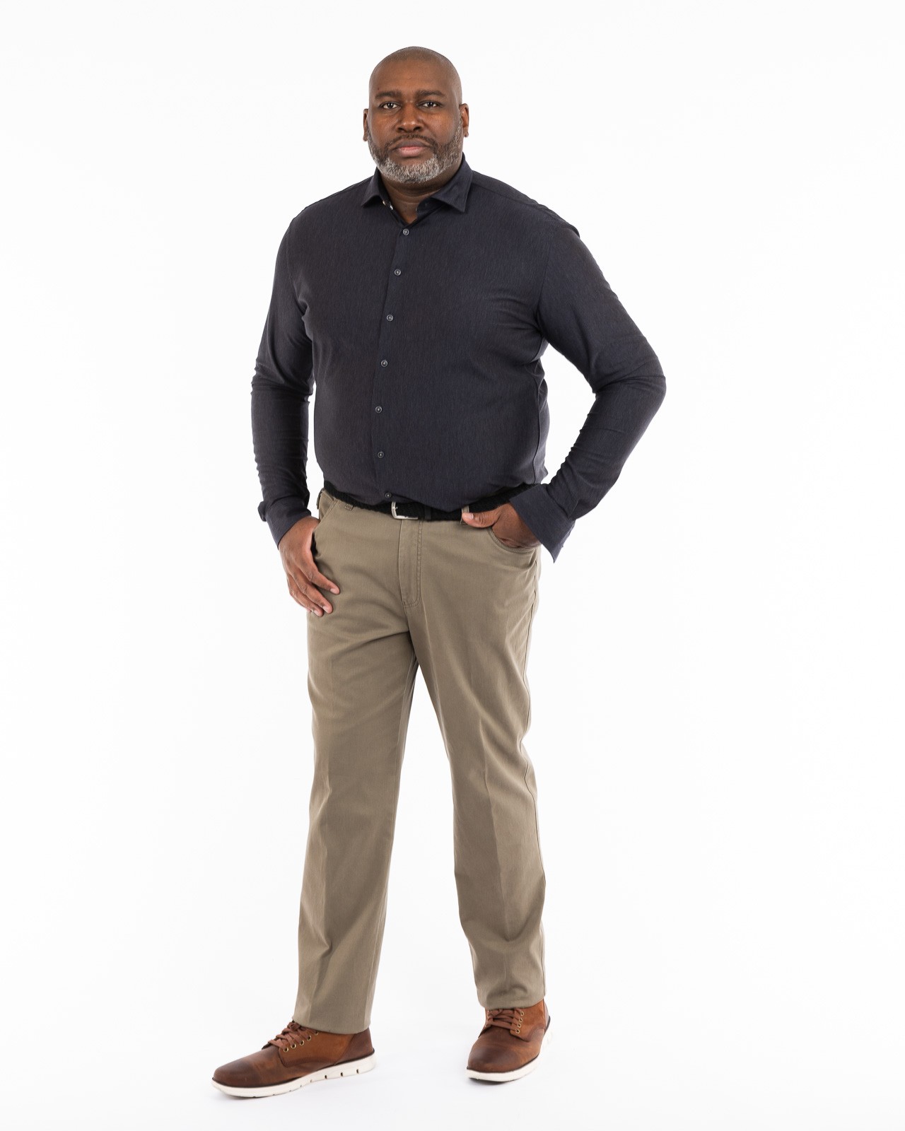 Pantalon chino armuré grande taille beige