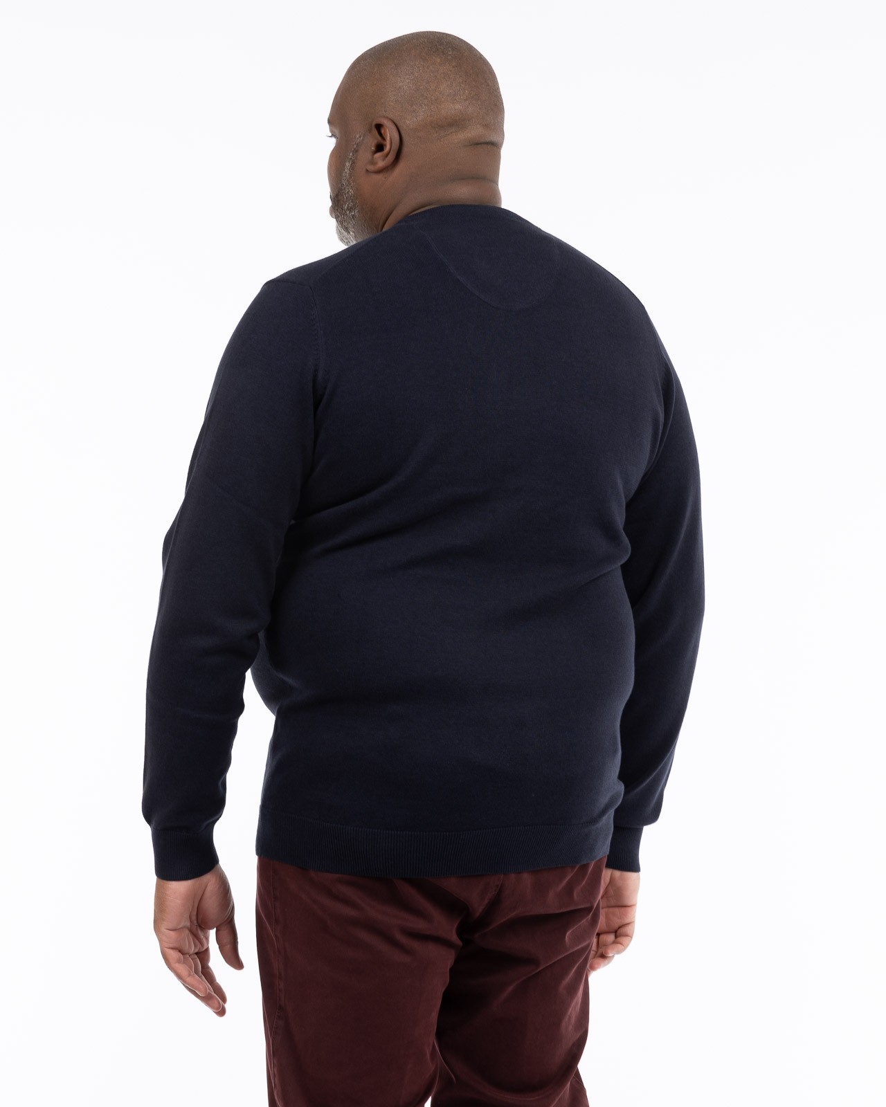 Pull col V homme grand bleu marine