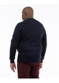 Pull col V homme grand bleu marine