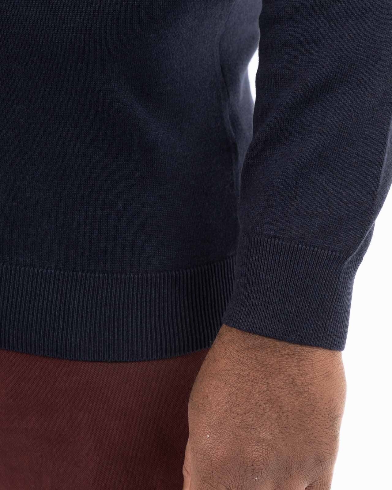 Pull col V homme grand bleu marine