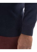 Pull col V homme grand bleu marine
